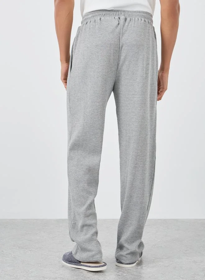 Styli Styli Waffle Textured Open Hem Pyjama with Elasticated Waistband