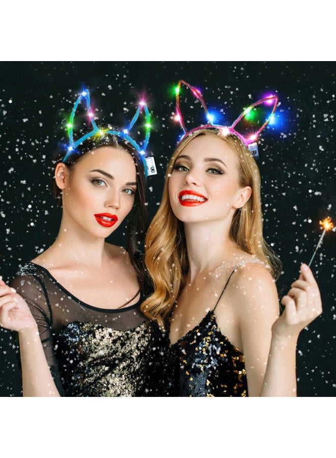 Aniwon LED Headband, 12PCS Light Up Headband Cute Cat Ear Rabbit Ear Unicorn Headband Luminous Led Hair Accessories for Women Girls Kids Christmas Halloween Party Supplies - Image 4