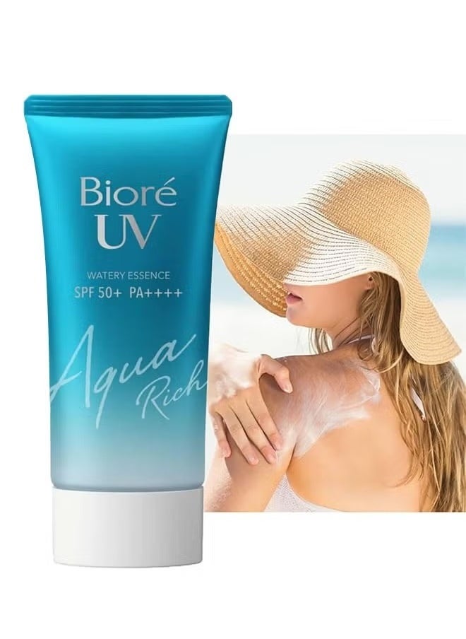 Biore UV Watery Essence SPF 50 + PA ++++ Sunscreen 50ml, Aqua Rich Watery Sunscreen, Watery Essence Sunscreen, Helps Protect Your Face from UV Rays and Moisturizes  - Image 1