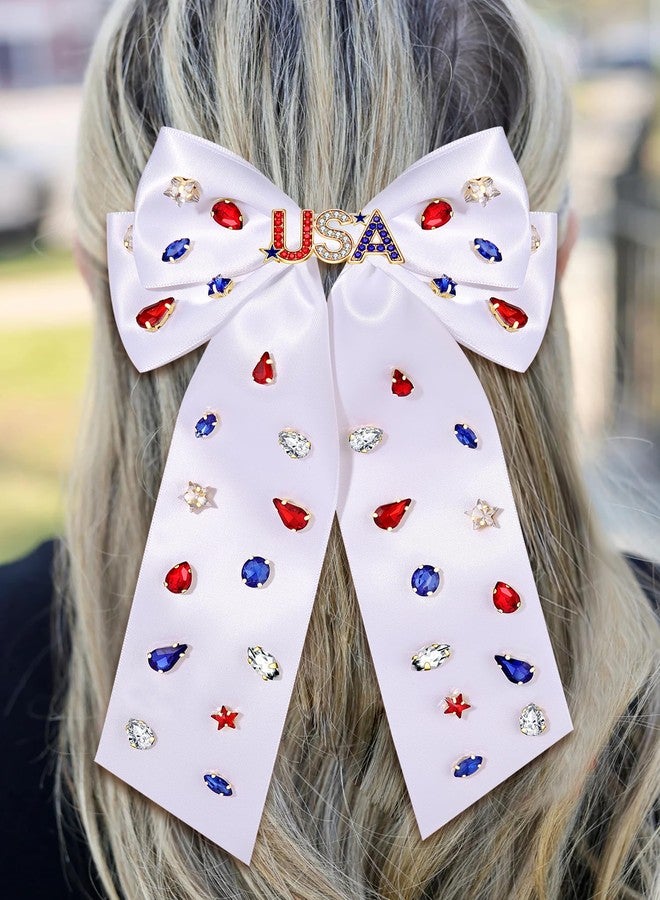 MOLOCH 4th of July Hair Clips for Women American Flag Patriotic Star Hair Bow Red White Blue USA Rhinestone Hair Bows Fourth of July Hair Accessories Outfits Independence Day Party Favors - Image 3
