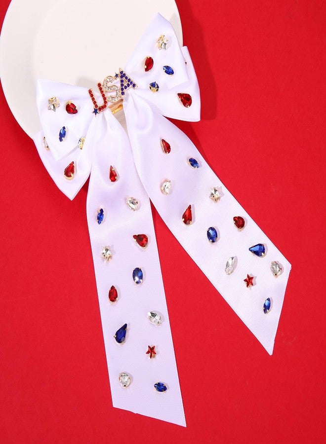 MOLOCH 4th of July Hair Clips for Women American Flag Patriotic Star Hair Bow Red White Blue USA Rhinestone Hair Bows Fourth of July Hair Accessories Outfits Independence Day Party Favors - Image 4