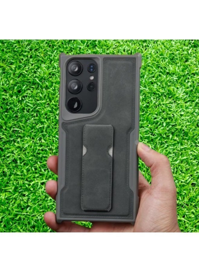 Creative Samsung S23 Ultra Phone Case With a slim and durable stand, gray color - Image 1