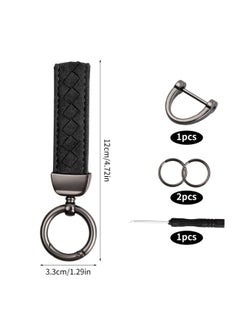 Generic Leather Keychain with Suede and Zinc Alloy, Includes Screwdriver, D-Ring, and Key Rings, Durable Car Keychain Accessory  - Image 1