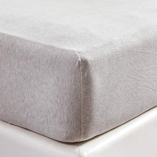 PURE ERA Jersey Knit Cotton Fitted Bottom Sheet ONLY No Flat Sheet or Pillow Cases Deep Pocket Up to 15 to 20 Ultra Soft Comfy Breathable Beige King