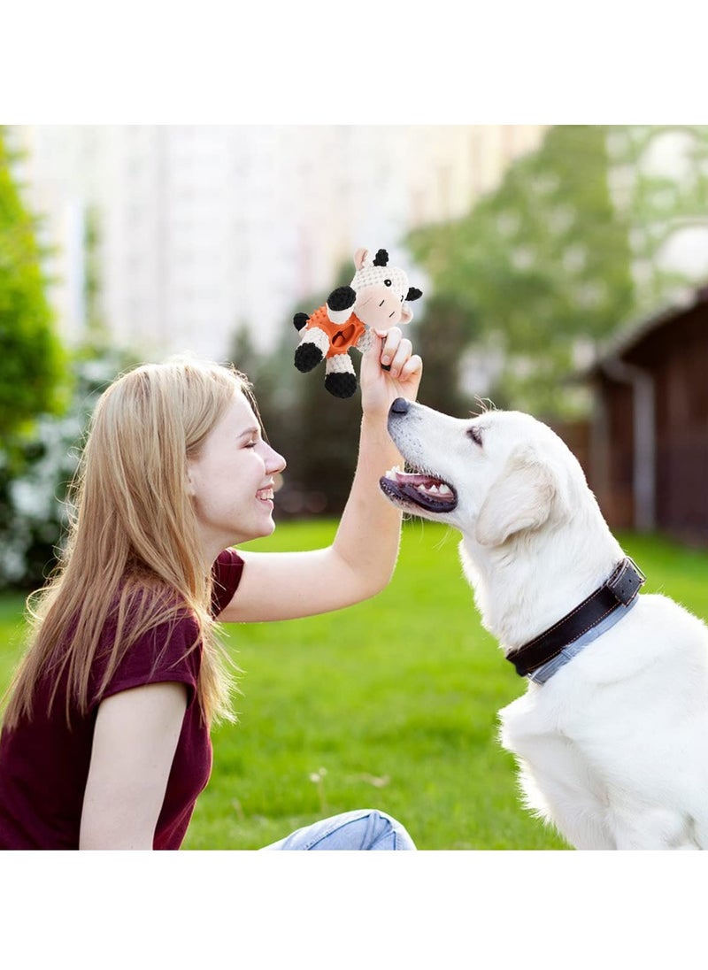 4-in-1 Plush Dog Toy for Teething - Interactive Stuffed Puppy Chew Toy with Treat Dispenser, Squeaky Features, Ideal for Small and Medium Dogs