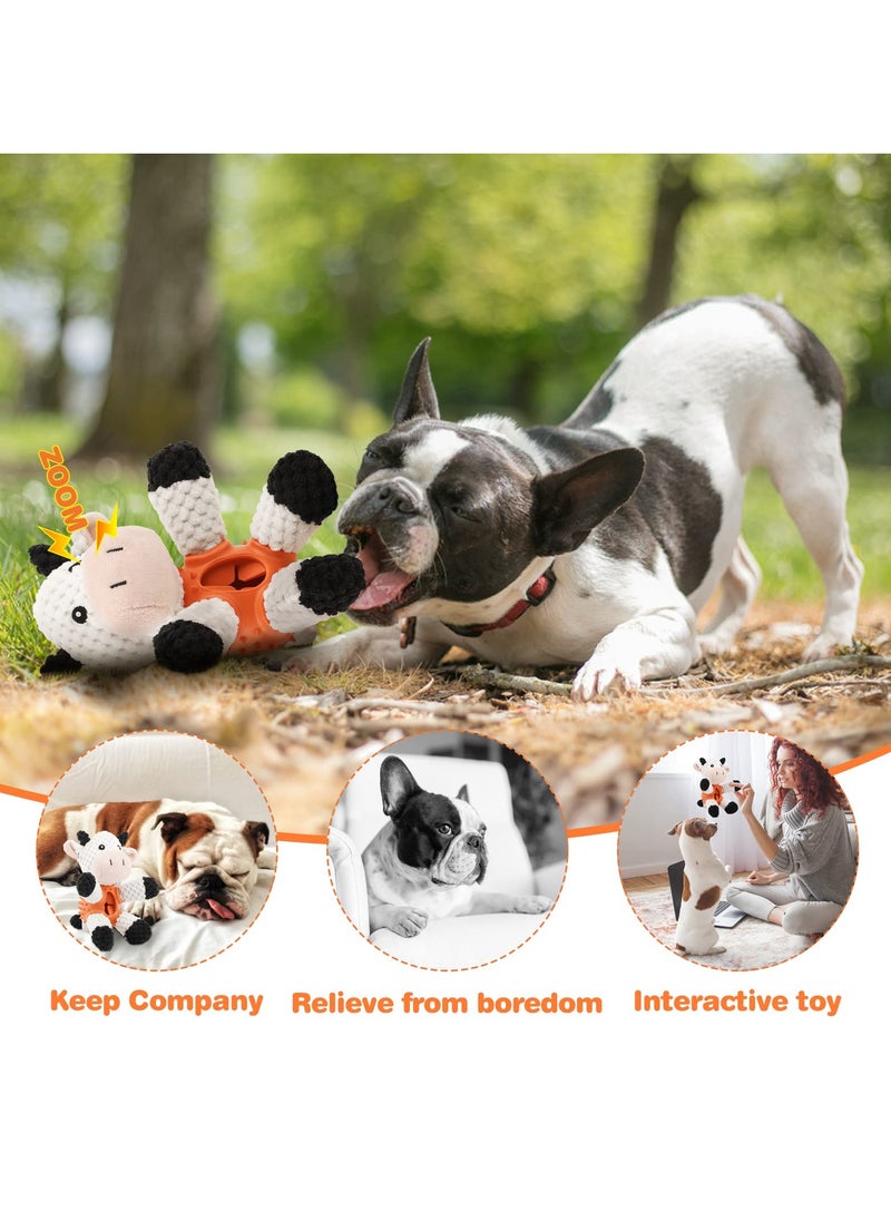 4-in-1 Plush Dog Toy for Teething - Interactive Stuffed Puppy Chew Toy with Treat Dispenser, Squeaky Features, Ideal for Small and Medium Dogs
