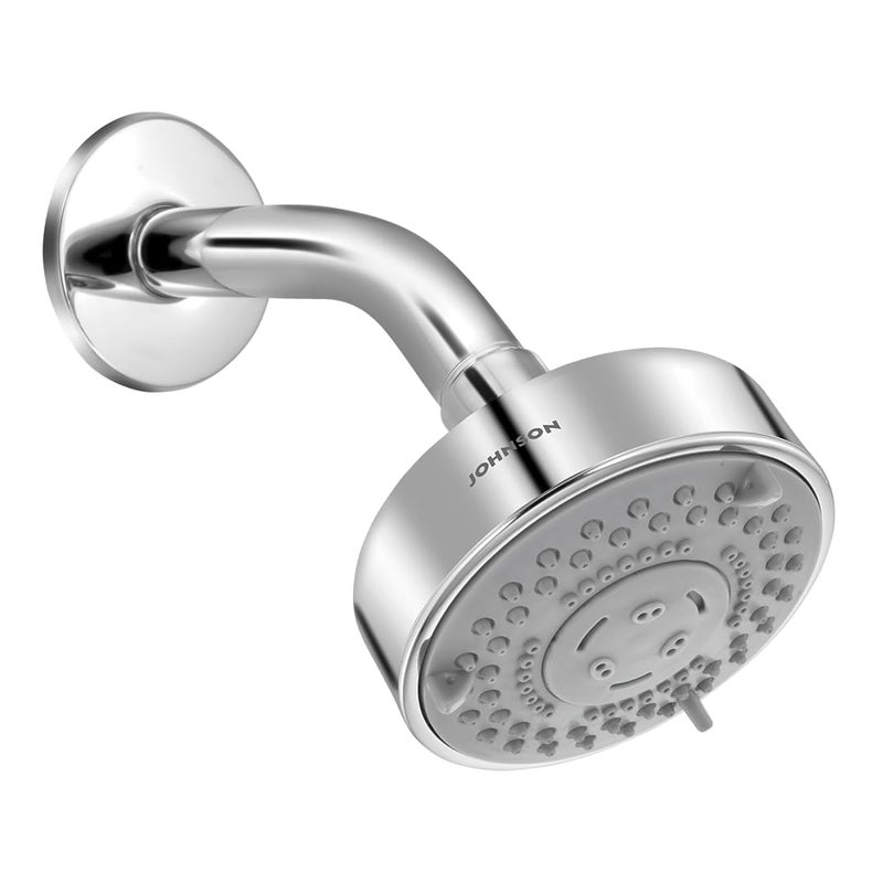 Johnson Bathrooms Johnson Marine 3 Flow Round Overhead Shower without Shower Arm ABS Material MultiFlow Setting Rain Massage Power Massage AntiCorrosion 1 Year Warranty S0607CAMZChrome  - Image 1