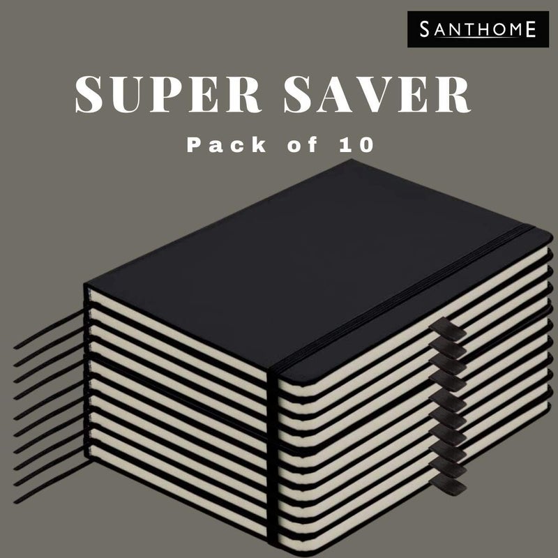 Santhome A6 Lined Notebook - Hardcover, 192 Pages, Writing Pad for Notes, Journals, Sketches, School, Office, and Personal Use - Durable, Portable, Pack of 10 (White) PVC Book - Image 2