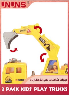 UNUNS Kids' Play Trucks,3 Pcs Toy Vehicle Trucks Playsets,Automatic Bump Go Toy Fire Truck,Garbage Truck,Play Excavator With Lights And Sounds,Vehicle Toys Set Gifts For 1 2 3 4 5+ Toddler Boys Girls  - Image 3