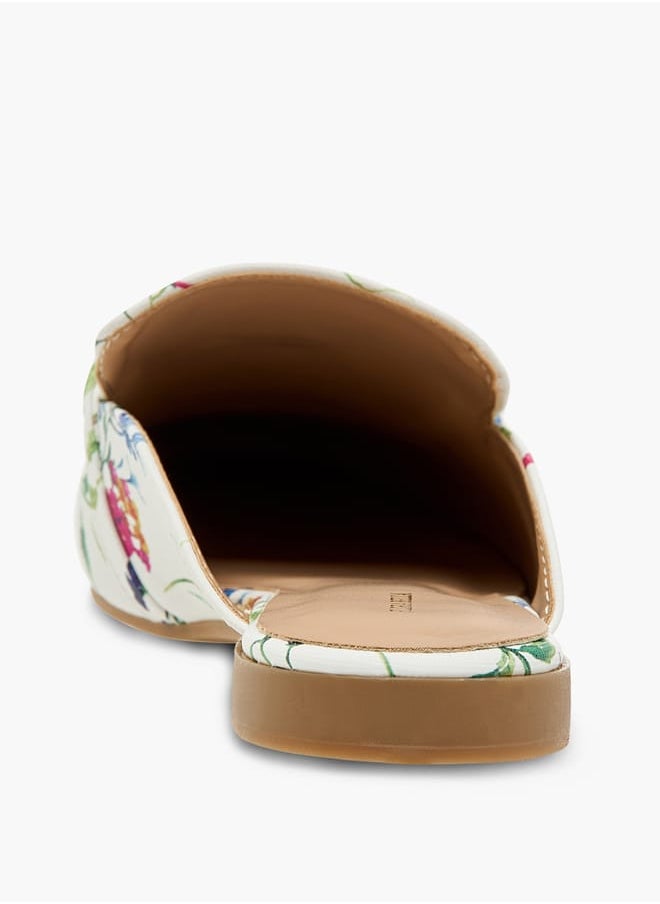 Flora Bella By Shoexpress - Women's Floral Print Slip-On Mules with Metallic Accent - Image 1