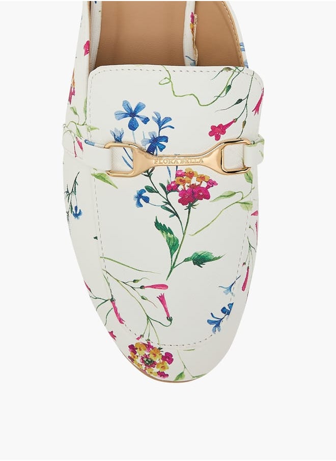 Flora Bella By Shoexpress - Women's Floral Print Slip-On Mules with Metallic Accent - Image 1