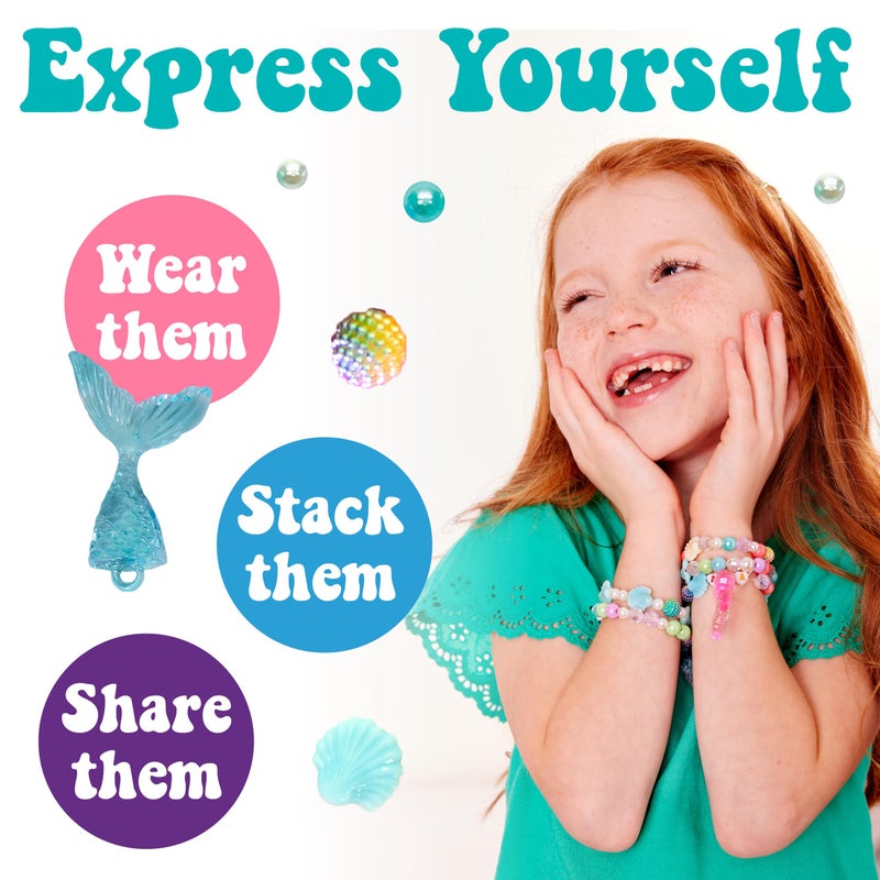 Creativity for Kids Mermaid Bead Jewelry Jar: Create 40+ Friendship Bracelets for Girls, DIY Girls Beads Jewelry Making Kit, Easter Basket Stuffers Mermaid Gifts (Ages 6+) - Image 4