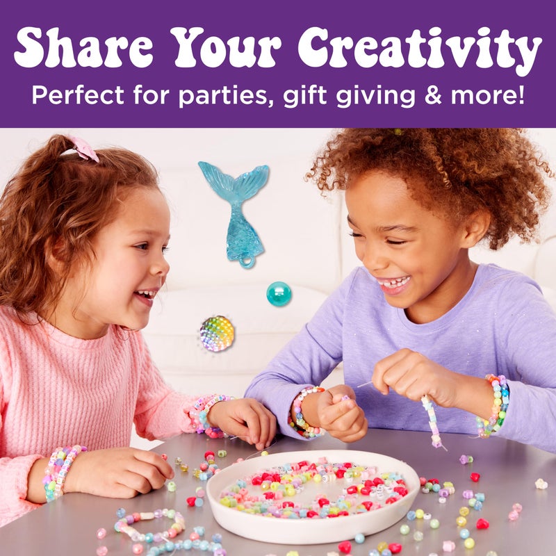 Creativity for Kids Mermaid Bead Jewelry Jar: Create 40+ Friendship Bracelets for Girls, DIY Girls Beads Jewelry Making Kit, Easter Basket Stuffers Mermaid Gifts (Ages 6+) - Image 5