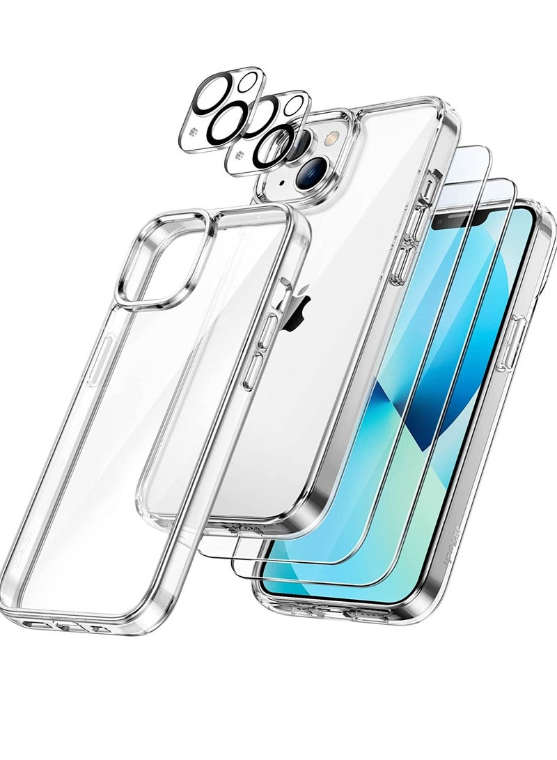 Jetech 3 in 1 Case for iPhone 13 6.1-Inch with Screen Protector and Camera Lens Protector Non Yellowing Shockproof Bumper Phone Cover Full Coverage Tempered Glass Film Clear - Image 1