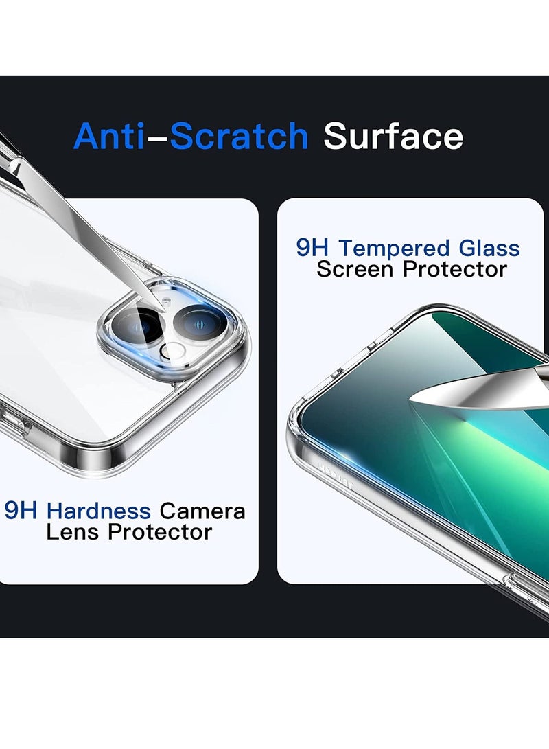 Jetech 3 in 1 Case for iPhone 13 6.1-Inch with Screen Protector and Camera Lens Protector Non Yellowing Shockproof Bumper Phone Cover Full Coverage Tempered Glass Film Clear - Image 4