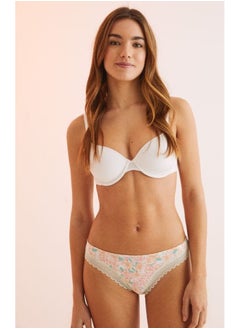 Classic printed microfibre and lace panties
