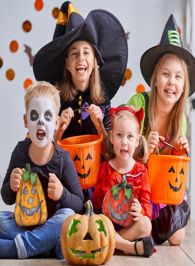 Whaline 2Pcs Halloween Pumpkin Lamp Wooden Jack-O-Lantern Halloween Funny Decorative Pumpkin Lights for Indoor Outdoor Mantel Fireplace Table Party Decoration Supplies - Image 5