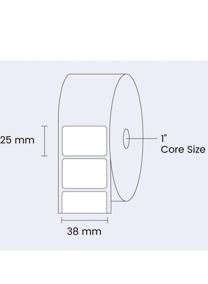 ديسيجيباك ملصقات علامات باركود نقل حراري DCGPAC 1.49 × 0.98 بوصة 1000 ملصق لكل لفة (38 مم × 25 مم) مستخدمة لطباعة ملصقات الشحن، عبوة من 1 - Image 2