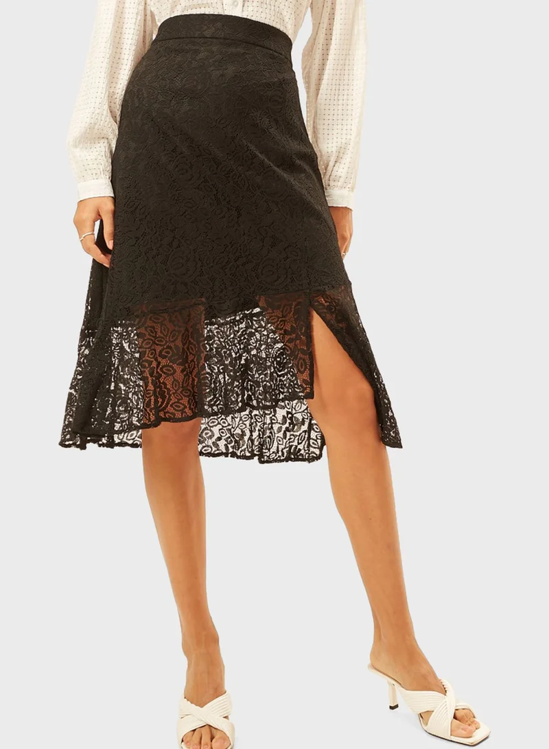 2Xtremz Mesh Detail High Waist Skirt