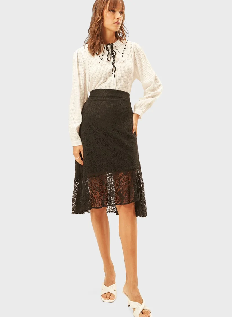 2Xtremz Mesh Detail High Waist Skirt