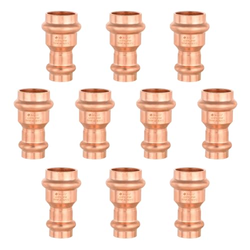 GUOFIS 10Pack GUOFIS Copper Press Coupling34 x 12 Reduce Coupler Fittings for Copper Tube Connection with Stop - Image 1