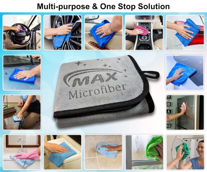 MAX 500 GSM Microfiber Cloth for Car Cleaning (3 Pcs) | Super Absorbent, Super Soft, Non Abrasive, Multipurpose Towel for Car Cleaning, Drying, Buffing & Polishing | 35 x 75 cm, Grey - Image 5