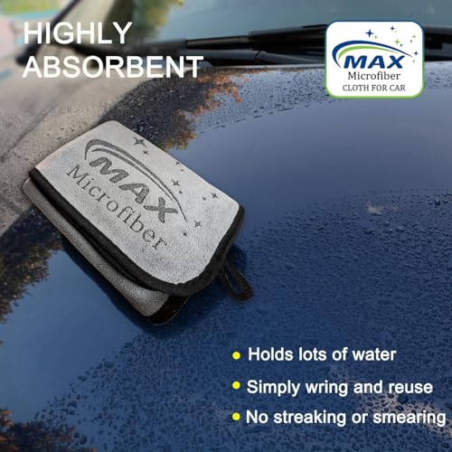 MAX 500 GSM Microfiber Cloth for Car Cleaning (3 Pcs) | Super Absorbent, Super Soft, Non Abrasive, Multipurpose Towel for Car Cleaning, Drying, Buffing & Polishing | 35 x 75 cm, Grey - Image 2