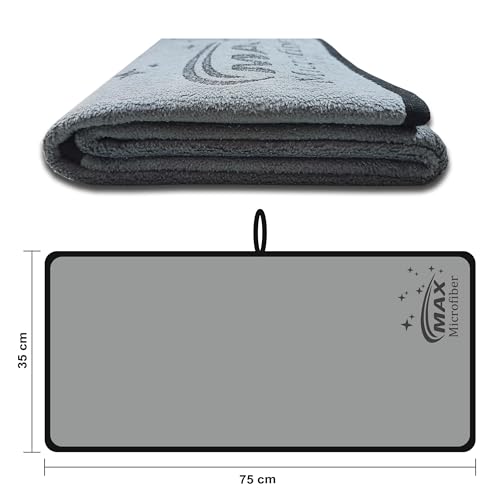 MAX 500 GSM Microfiber Cloth for Car Cleaning (3 Pcs) | Super Absorbent, Super Soft, Non Abrasive, Multipurpose Towel for Car Cleaning, Drying, Buffing & Polishing | 35 x 75 cm, Grey - Image 4