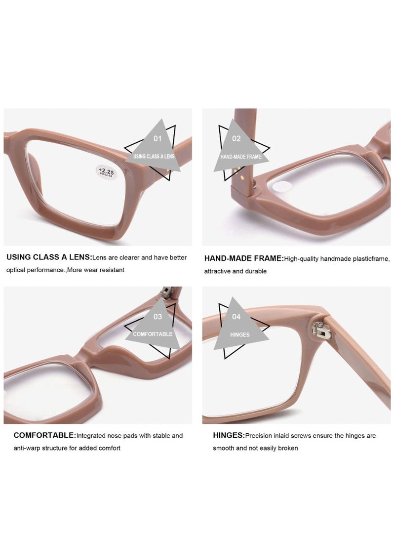 بوما للبصريات +3.0 نظاراه قراءة نسائي، نظارات قراءه طبيه مكبرة لتصحيح ضعف النظر  مع تقدم العمر ،لون الإطار جريء عدسات مضادة للتعب والضوء الأزرق، تصميم خفيف الوزن ،حمايه شاشة كمبيوتر  وحجب الضوء الأزرق ورؤية واضحة للقراءة - Image 3