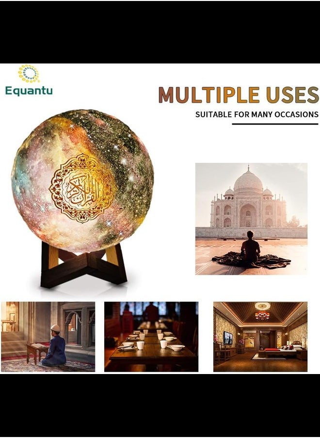 Equantu - Quran Moon Light 3D Starry Moon Ball LED Night Light, Bluetooth Speaker with Remote Control, Quran Recitation and Song, FM Radio - Image 1