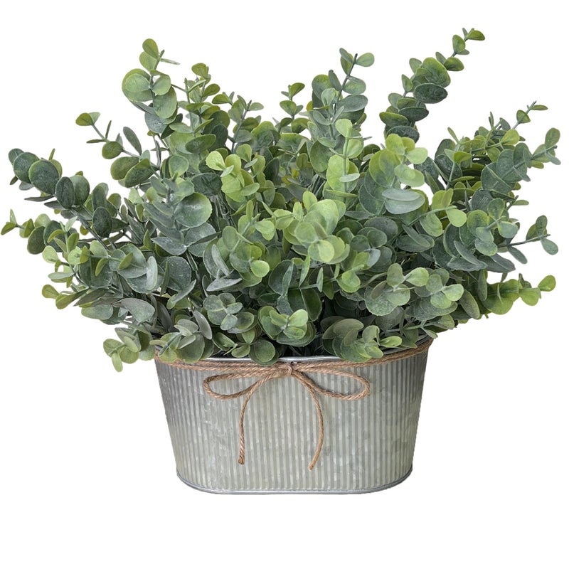 hopeme Artificial Eucalyptus Leaves Faux Plants Table Centerpiece Rustic Potted Plants for Farmhouse Home Dcor Artificial Greenery for Home Decoration