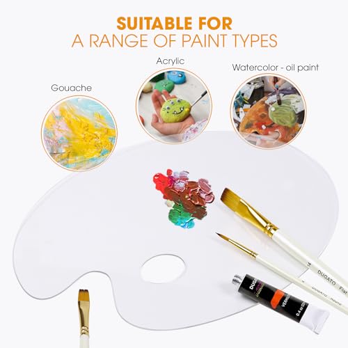 DUGATO Acrylic Paint Palette 2pcs 11.8 x 7.9 inches with Thumb Hole by DUGATO, Clear Oval-Shaped Non-Stick Acrylic Oil Paint Mixing Tray- Comfortable to Hold & Easy to Clean - for DIY Art Painting Plate - Image 3