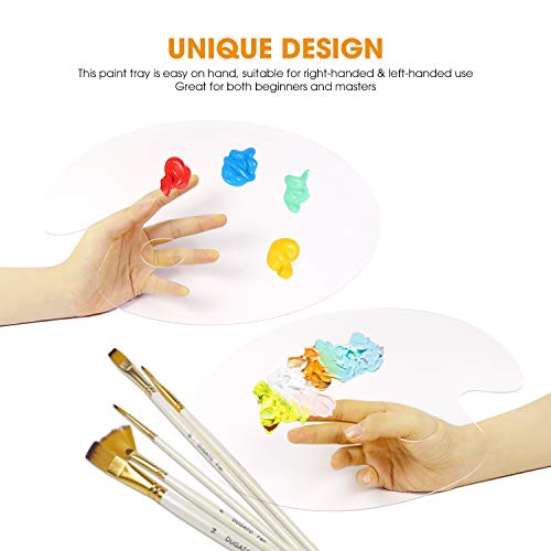 DUGATO Acrylic Paint Palette 2pcs 11.8 x 7.9 inches with Thumb Hole by DUGATO, Clear Oval-Shaped Non-Stick Acrylic Oil Paint Mixing Tray- Comfortable to Hold & Easy to Clean - for DIY Art Painting Plate - Image 5