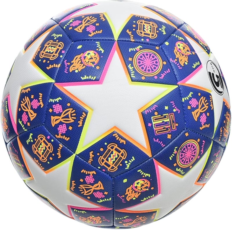 MINSA Striped Circles Size 5 Soccer Ball M233 Multicolor Design for All Surfaces