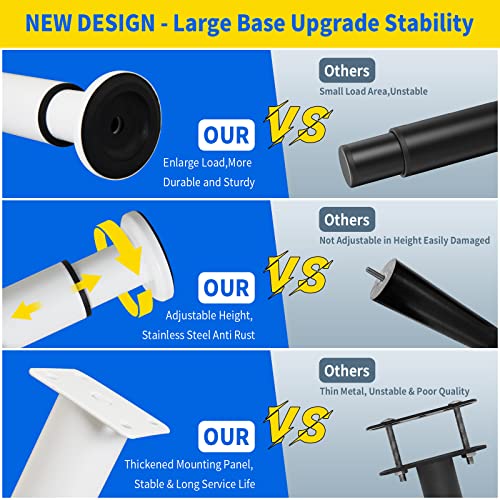 Olldag 4 Pcs Adjustable Height Furniture Support Legs [with Screws] 3.15-4.72 inch, Metal Heavy Duty Furniture Replacement Legs for Chair/Bed/Sofa/Cabinet/Couch/Dresser/Bed/Table (White) - Image 3