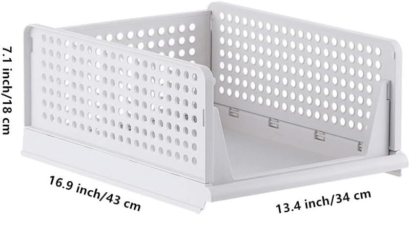 JHEPCOIN 4 Pieces Clothes Organizer For Wardrobe Cupboard Organizer For Clothes Foldable Stackable Closet Drawer Organizer For Clothes Almirah Space Organizer Pack Of 4 Large White - Image 4