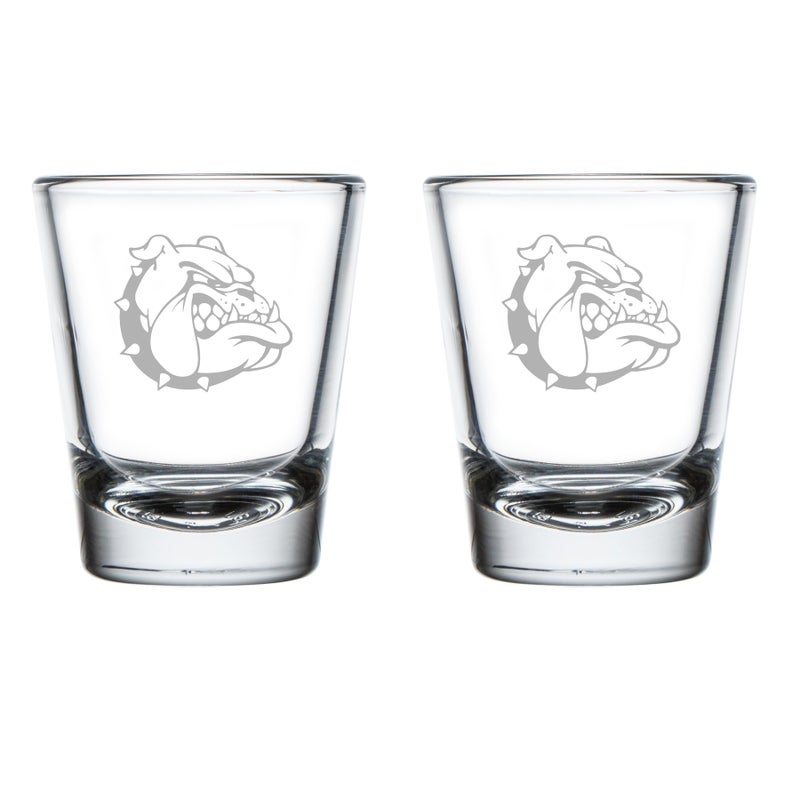 MIP Set of 2 Shot Glasses 175oz Shot Glass Gift Bulldog Face