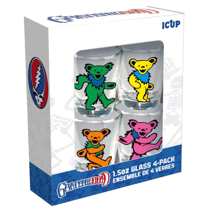 ICUP Grateful Dead Dancing Bears 4 Piece Shot Glass Set