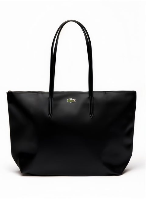 Lacoste Women's L12.12 Concept Fashion Versatile Large Capacity Large Size Zipper Handheld Shoulder Bag Tote Bag Large Black 35cm * 30cm * 14cm