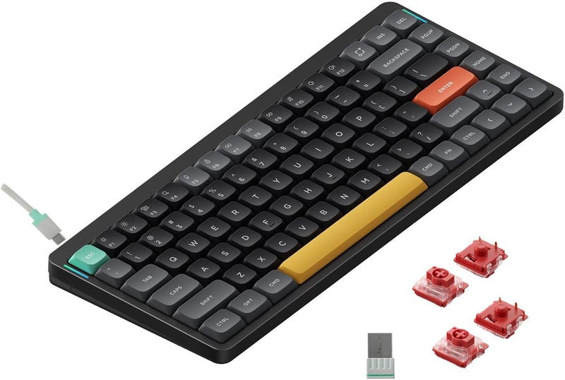 Nuphy Air75 V2 Portable 75% Mechanical Keyboard,Wireless Keyboard,Supports Bluetooth/2.4G/USB-C RGB Bluetooth Keyboards,Compatible with Windows/Mac OS/Linux Systems Black-Gateron Cowberry - Image 1