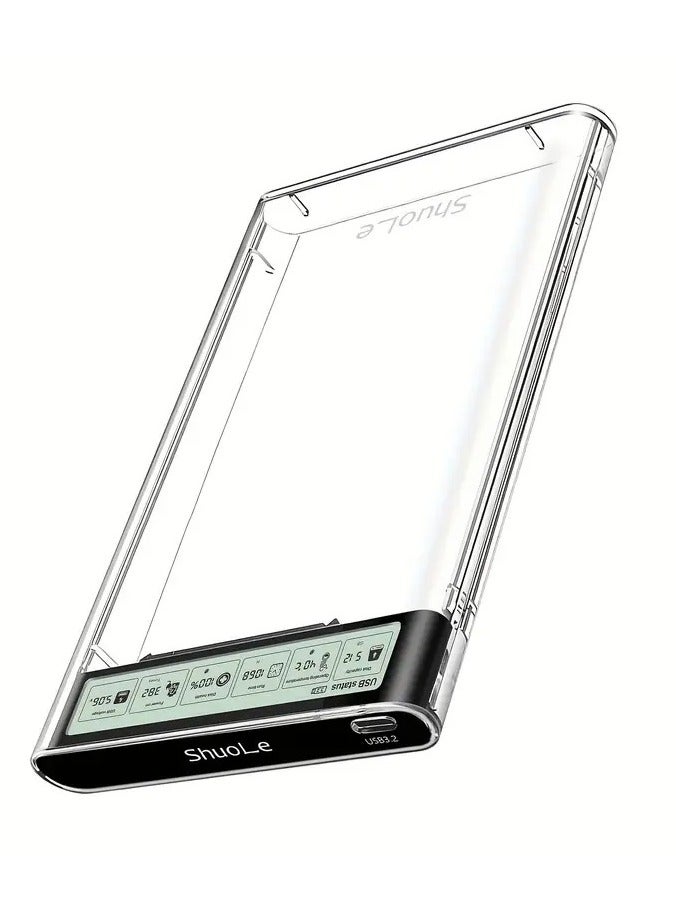 SHUOLE 6.35cm SSD Enclosure with Digital Display - USB 3.2 Type-C, Real-Time Health Monitoring & 99% High Data Integrity, AI-Powered Alerts, Temperature Control for HDD/SSD Upgrade, 6.35cm to 8.89cm Adapter Included - Image 1