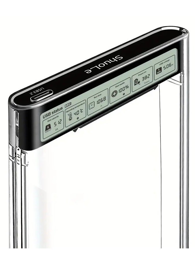 SHUOLE 6.35cm SSD Enclosure with Digital Display - USB 3.2 Type-C, Real-Time Health Monitoring & 99% High Data Integrity, AI-Powered Alerts, Temperature Control for HDD/SSD Upgrade, 6.35cm to 8.89cm Adapter Included - Image 5