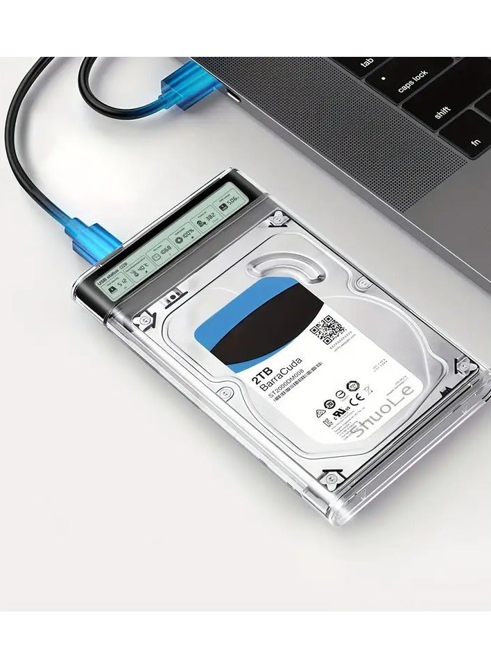 SHUOLE 6.35cm SSD Enclosure with Digital Display - USB 3.2 Type-C, Real-Time Health Monitoring & 99% High Data Integrity, AI-Powered Alerts, Temperature Control for HDD/SSD Upgrade, 6.35cm to 8.89cm Adapter Included - Image 2