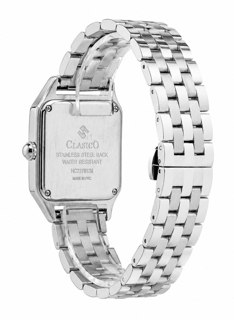 Clasico Roma Men's Luxury  Watch – Square Roman Dial, Blue Hands, Stainless Steel Bracelet & Quartz Precision Timepiece - Image 3