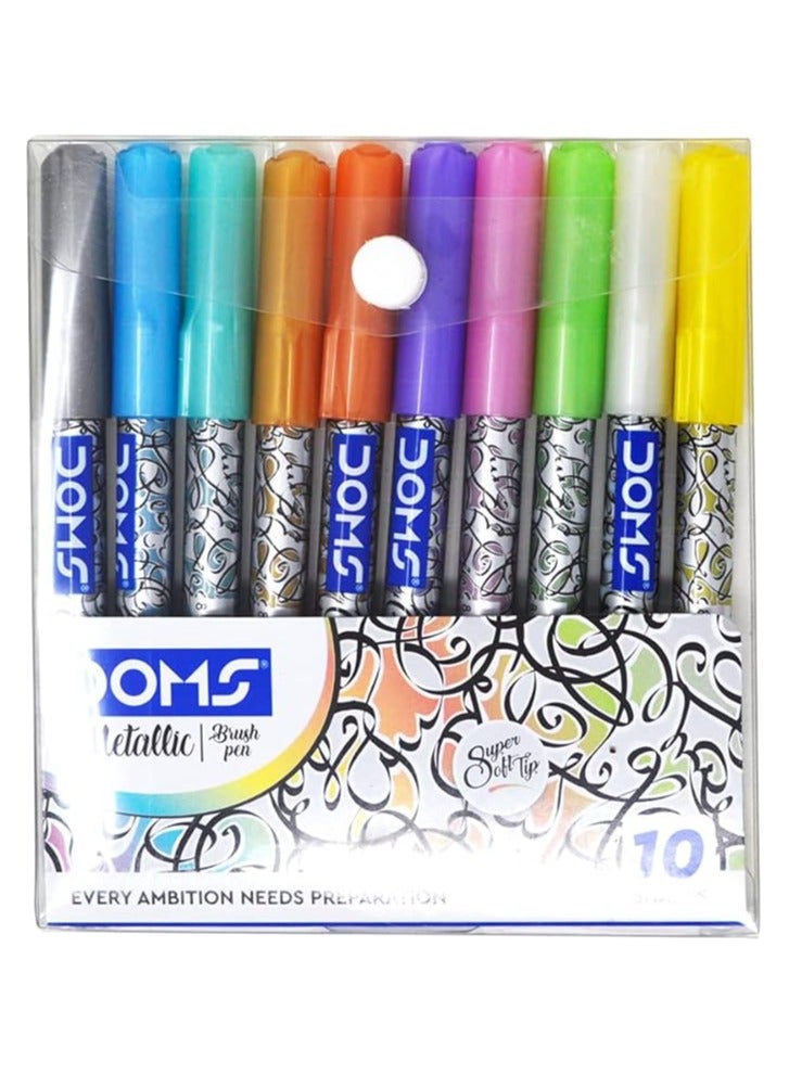 دومس قلم فرشاة معدني من سلسلة Doms Metallist، 10 ألوان متنوعة - Image 1