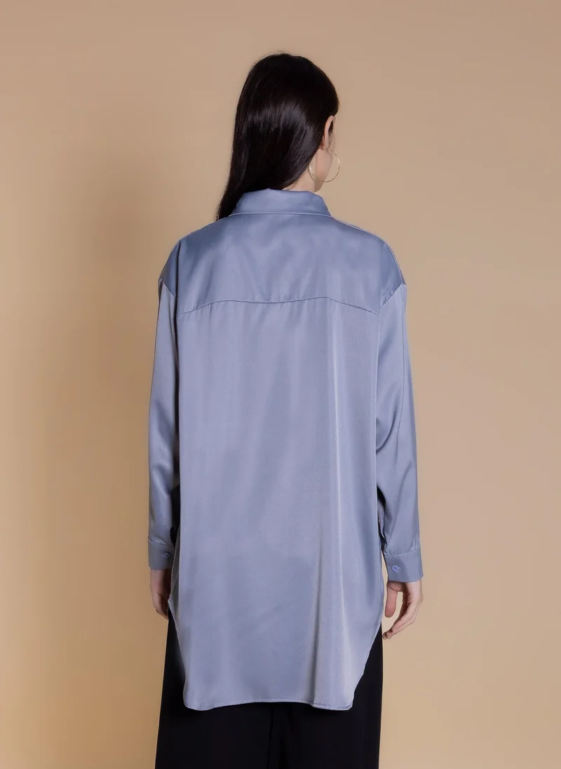 Shapes Purple SATIN OVERSIZED SHIRT for Women | Best Price UAE