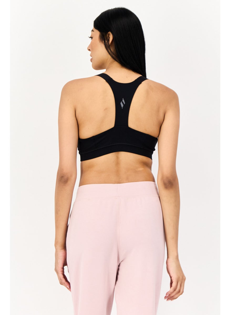 SKECHERS Women Brand Logo Lightly Padded Training Sports Bra, Black  - Image 4