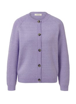 Tchibo Women Round Neck Knitted Cardigan, Purple  - Image 2