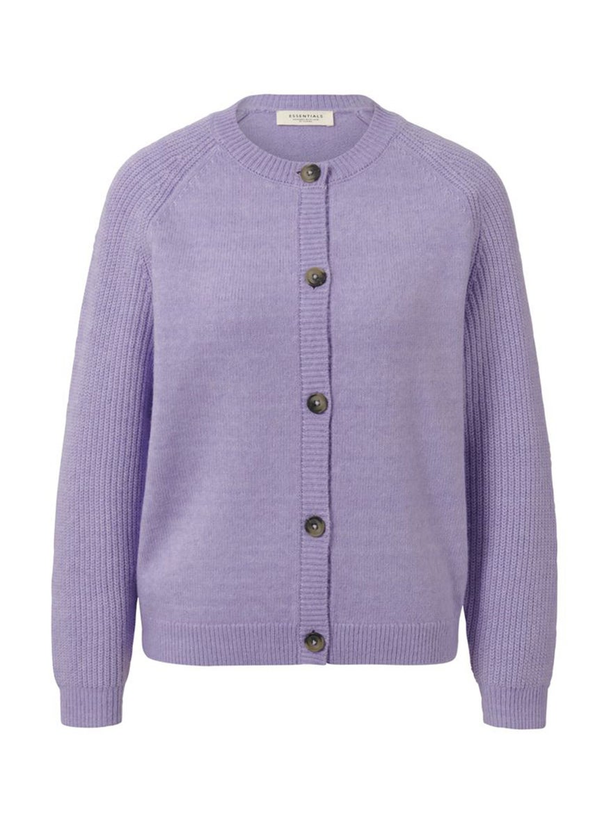Tchibo - Women Round Neck Knitted Cardigan, Purple - Image 1