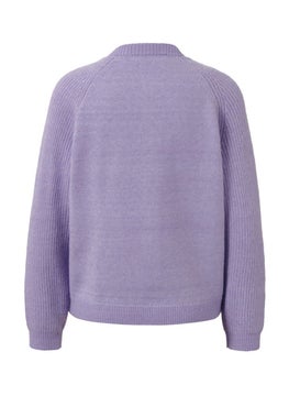 Tchibo Women Round Neck Knitted Cardigan, Purple  - Image 3